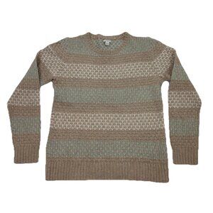 J.Crew Fair Isle Sweater Women’s M NWOT Lambswool Wool Blend Beige Aqua